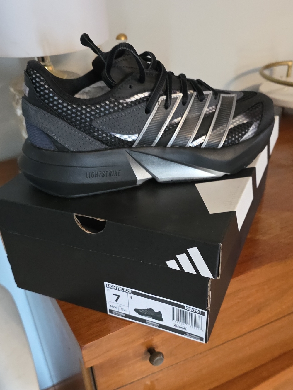 Adidas Lightblaze Black and Silver Lightweight Running Shoe